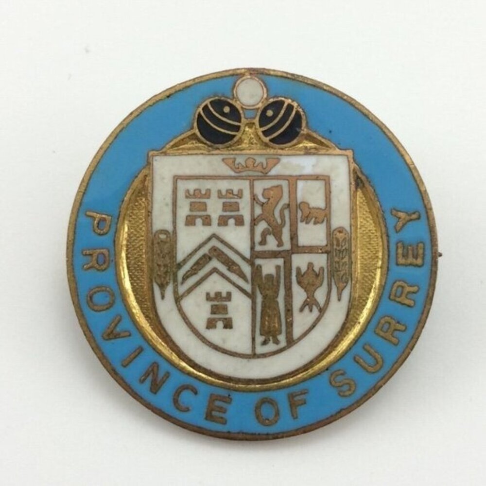 Vintage Province of Surrey Enamel Metal Pin Badge HW Miller UK England Souvenir